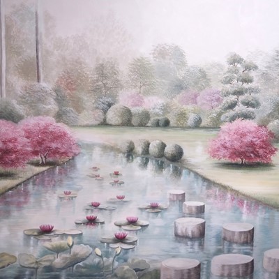 Dipinto murale giardino zen
